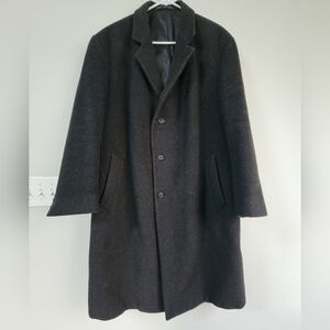 London Fog Men's Wool Gray Trench Coat Size L Formal Academia Classic Old Money